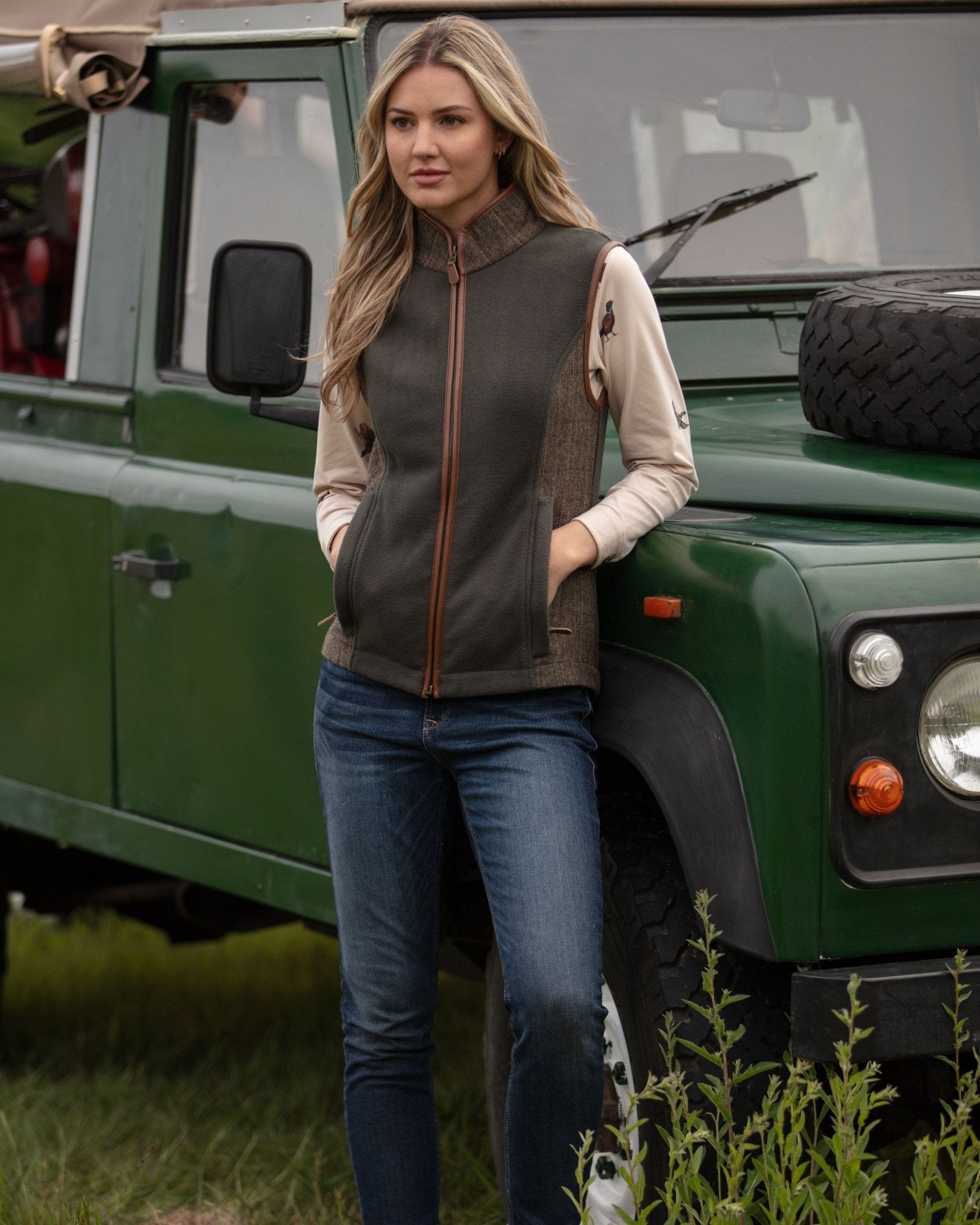Gunner and Hound Fleeces & Quilted Gilets Gunner and Hound Women's Tweed Gilet Forest Green