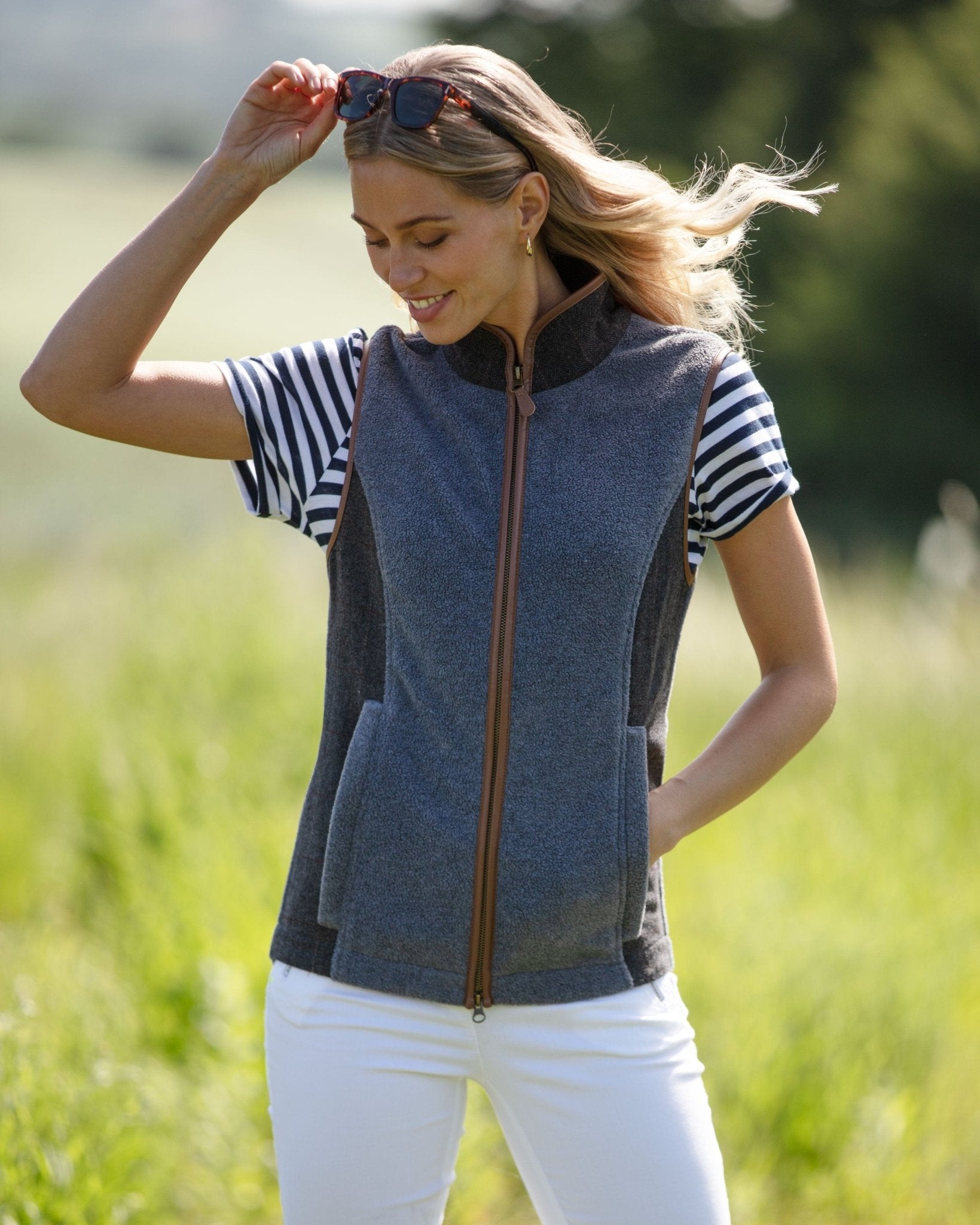 Gunner and Hound Fleeces & Quilted Gilets Gunner and Hound Women's Tweed Gilet Slate Grey