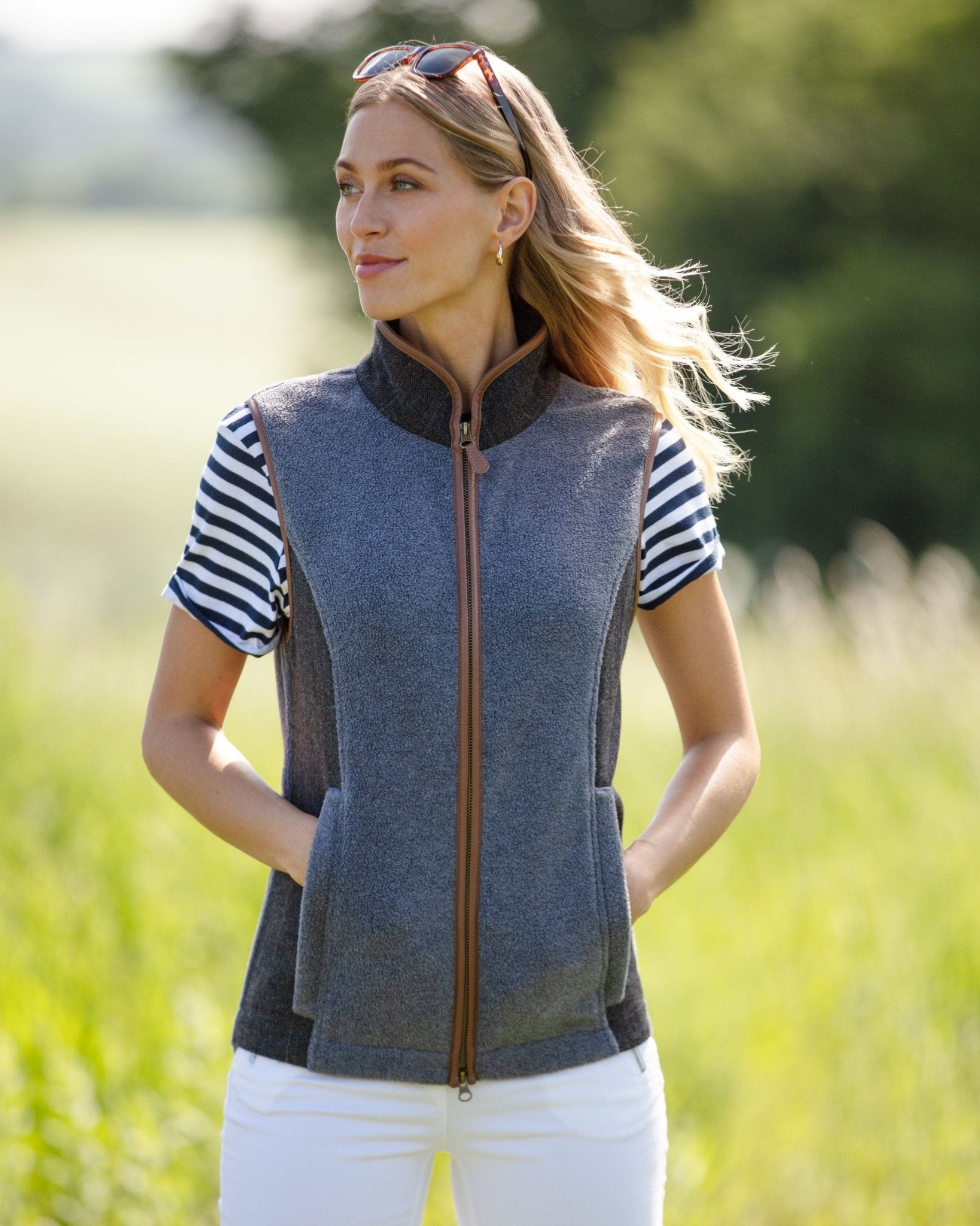Gunner and Hound Fleeces & Quilted Gilets Gunner and Hound Women's Tweed Gilet Slate Grey
