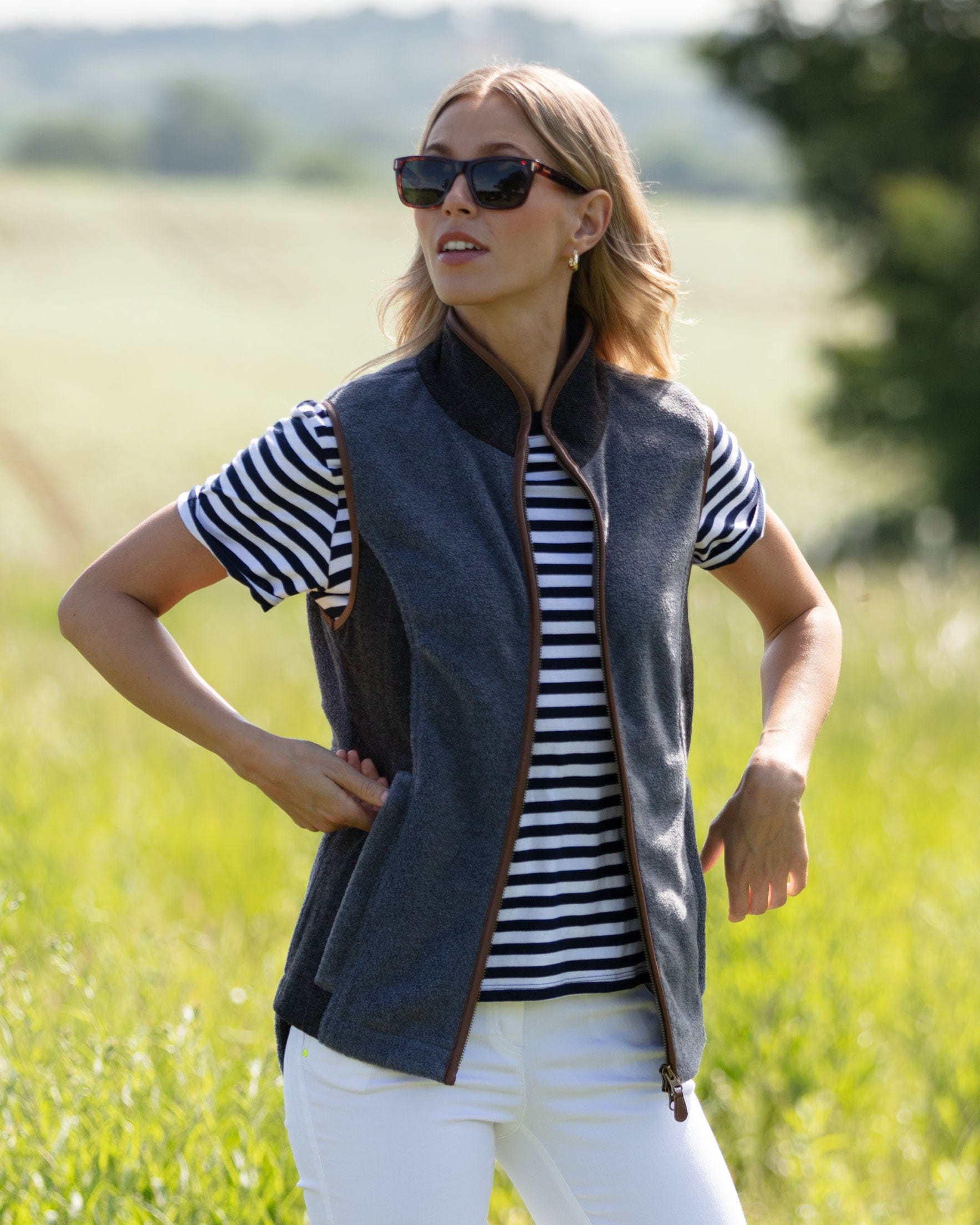 Gunner and Hound Fleeces & Quilted Gilets Gunner and Hound Women's Tweed Gilet Slate Grey