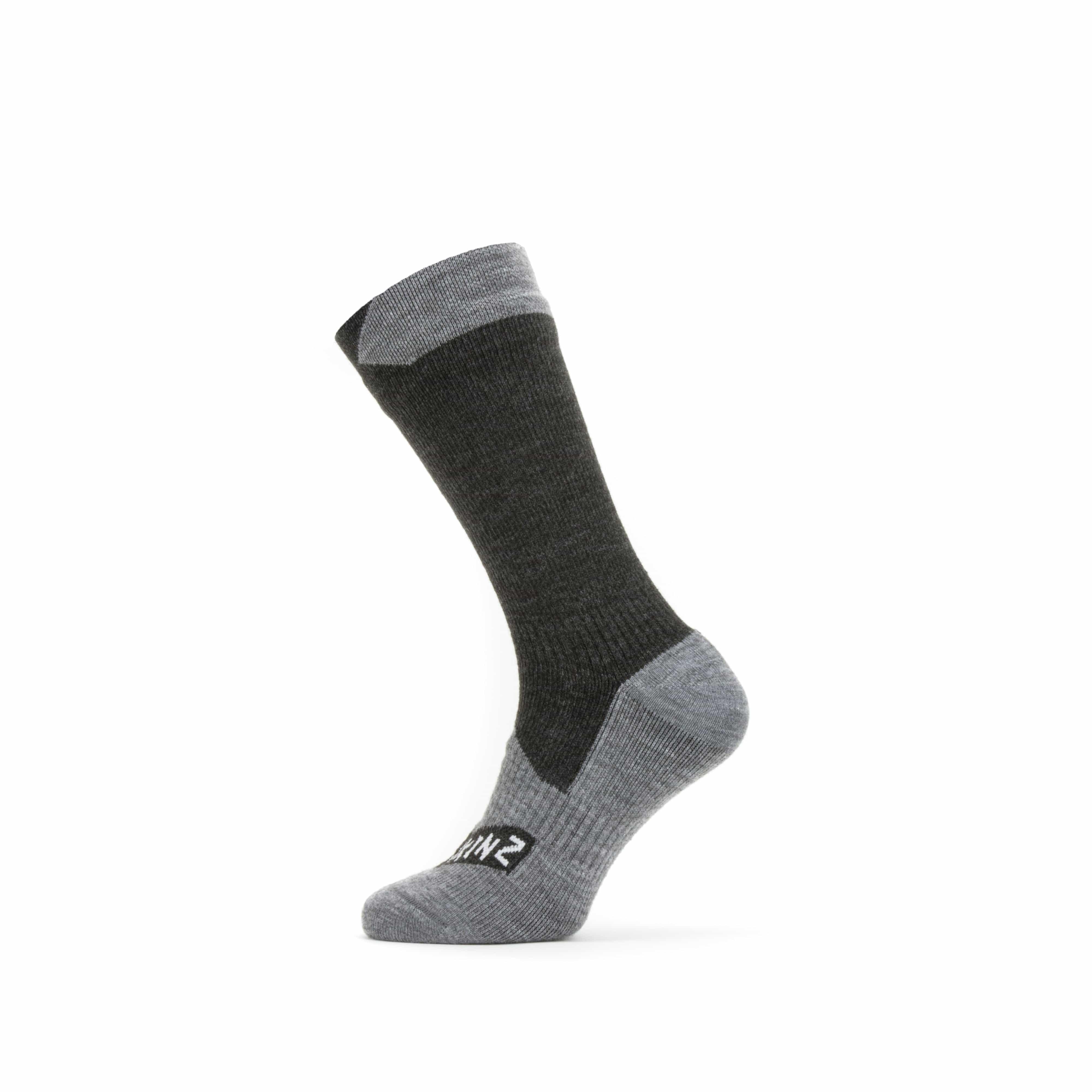 Sealskinz Gloves Sealskinz Raynham Waterproof All Weather Mid Length Sock Black &amp; Grey