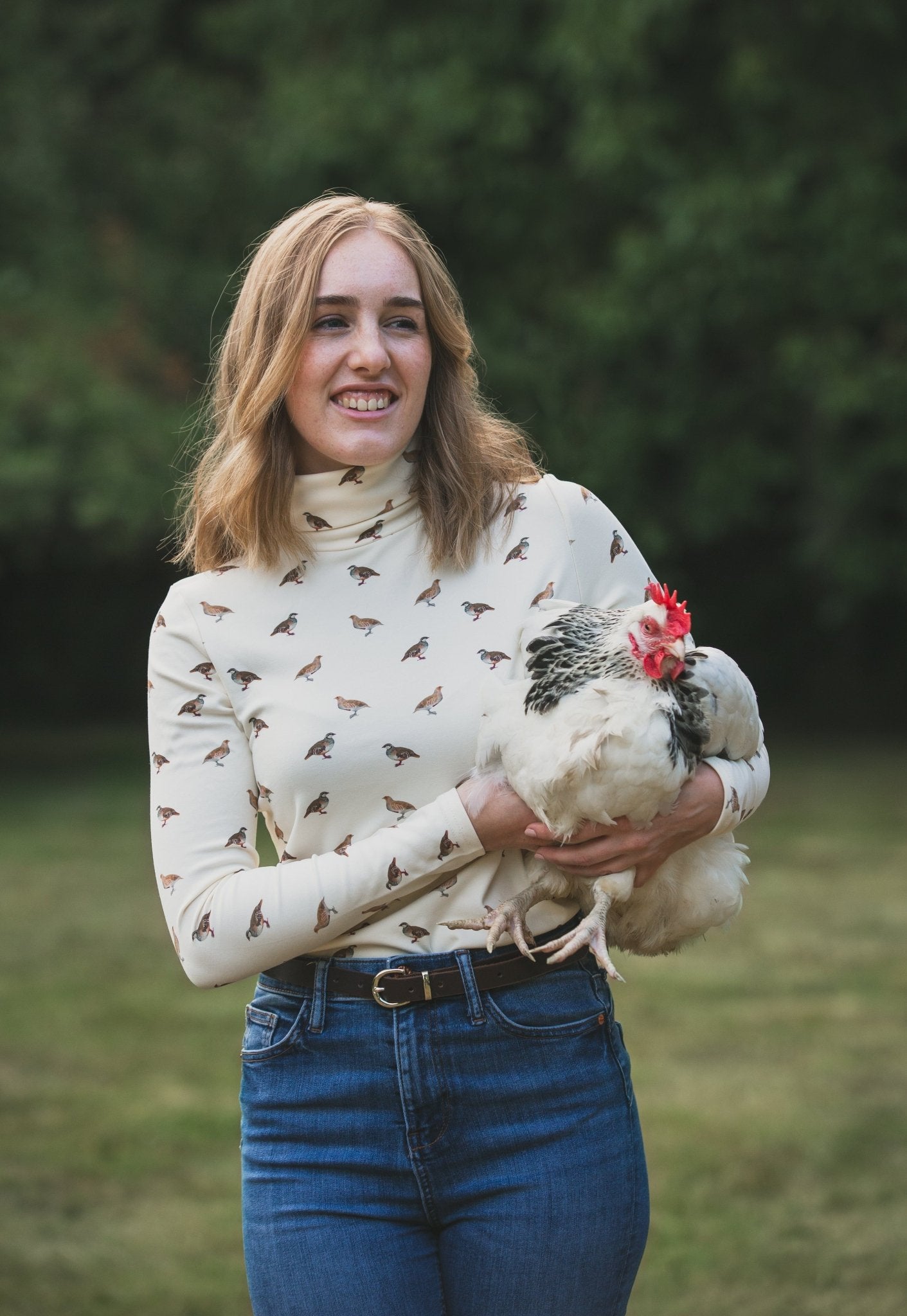 Ginger & Jardine Shirts Ginger & Jardine Cosy Roll Neck Partridge Art