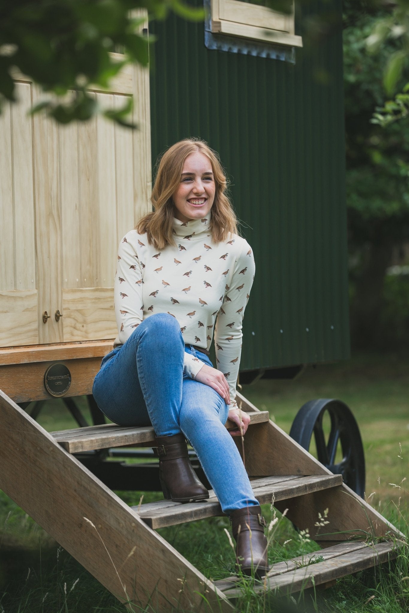 Ginger & Jardine Shirts Ginger & Jardine Cosy Roll Neck Partridge Art