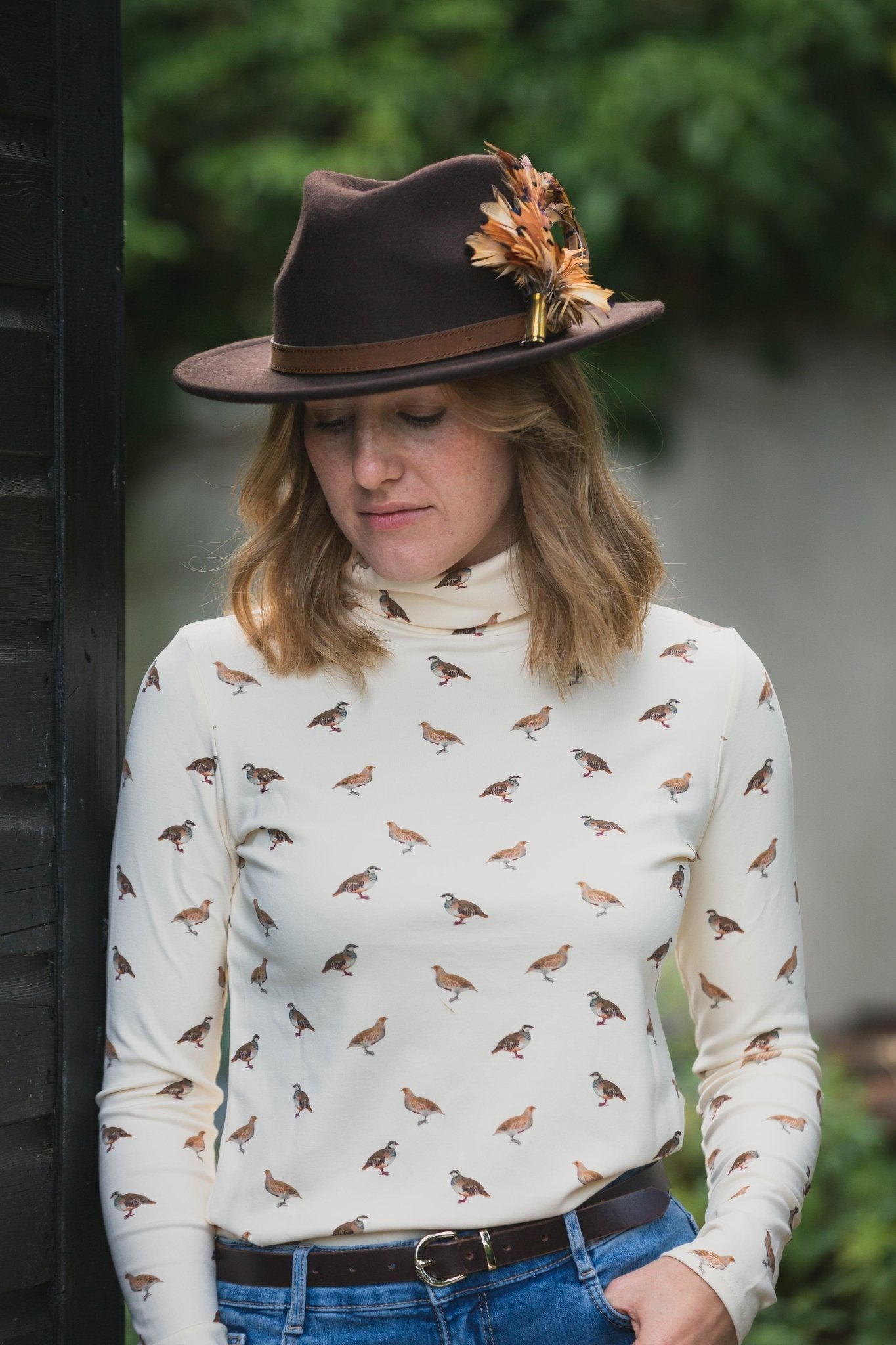 Ginger & Jardine Shirts Ginger & Jardine Cosy Roll Neck Partridge Art