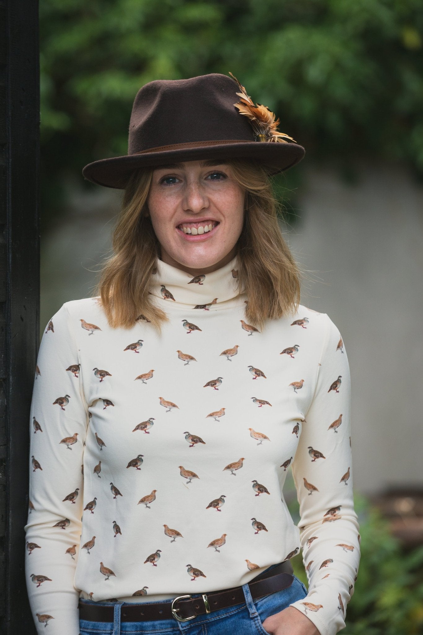 Ginger & Jardine Shirts Ginger & Jardine Cosy Roll Neck Partridge Art