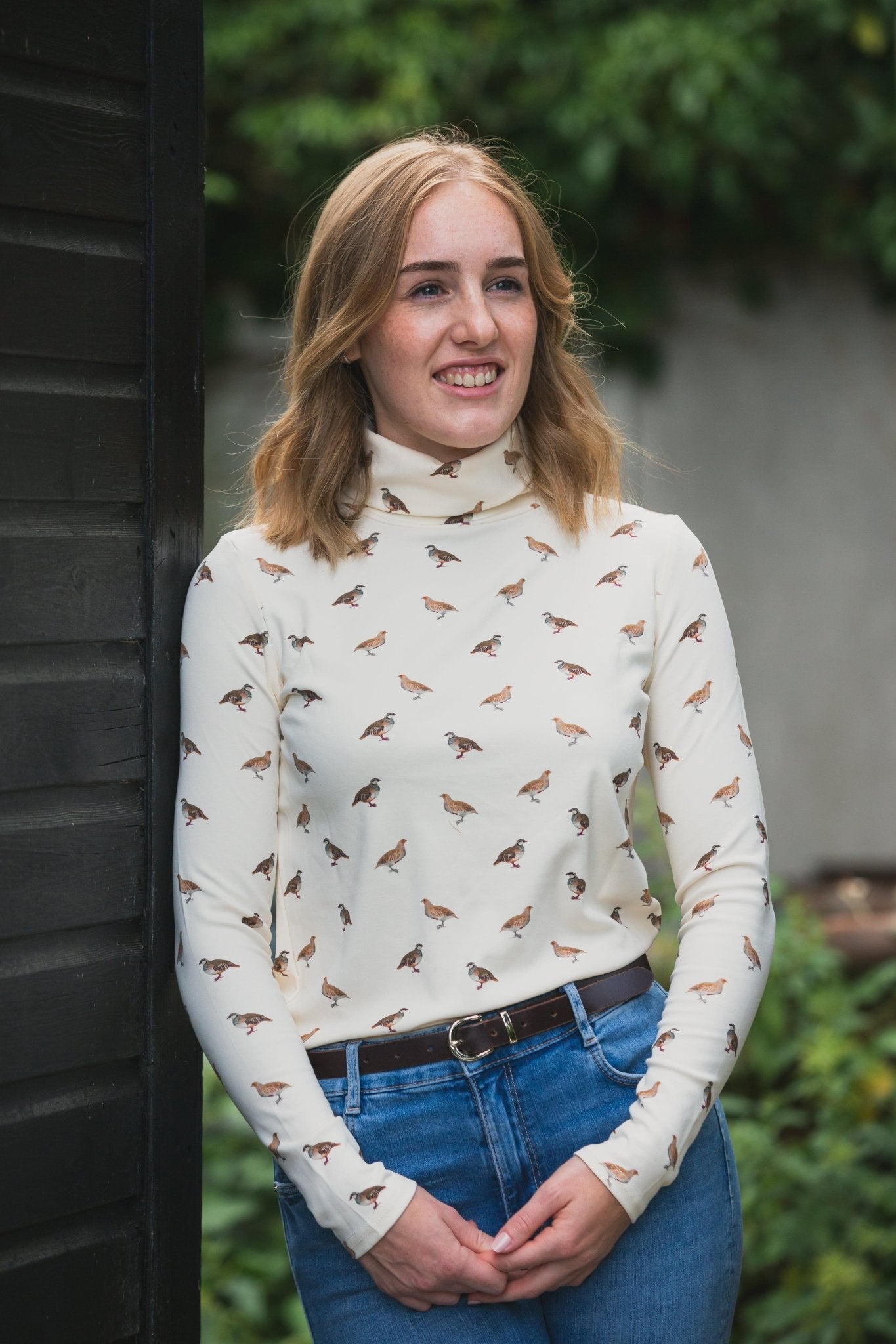 Ginger & Jardine Shirts Ginger & Jardine Cosy Roll Neck Partridge Art