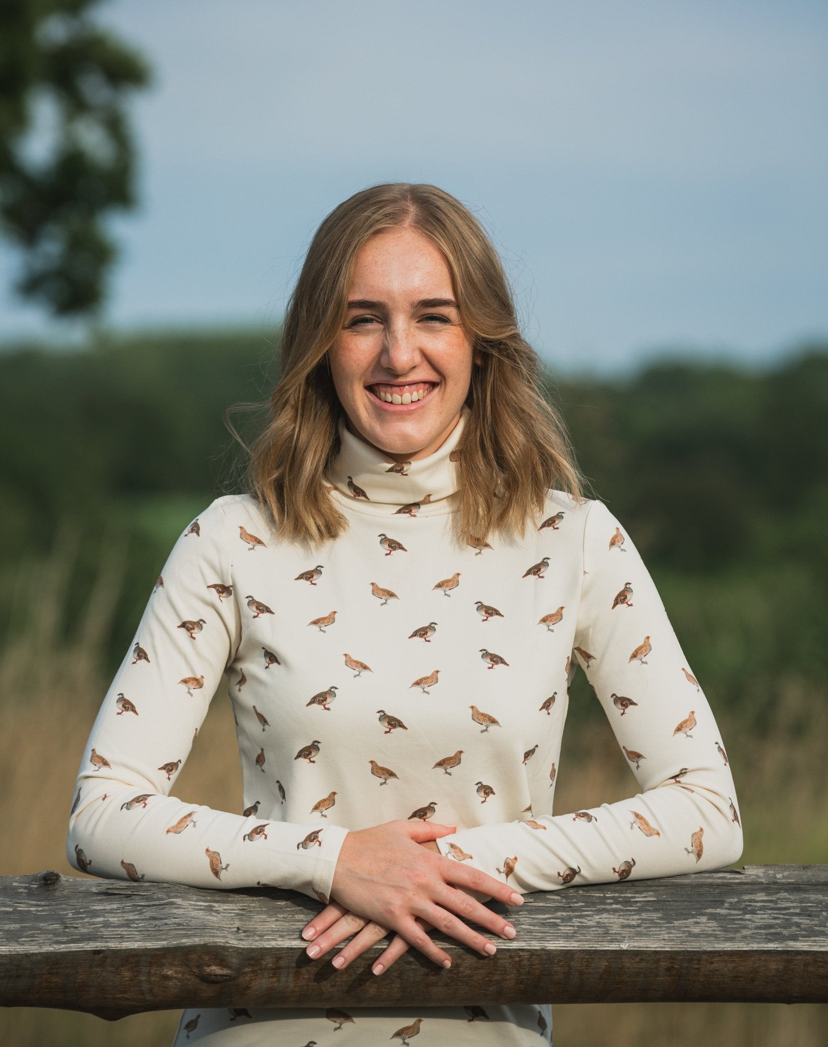 Ginger & Jardine Shirts Ginger & Jardine Cosy Roll Neck Partridge Art