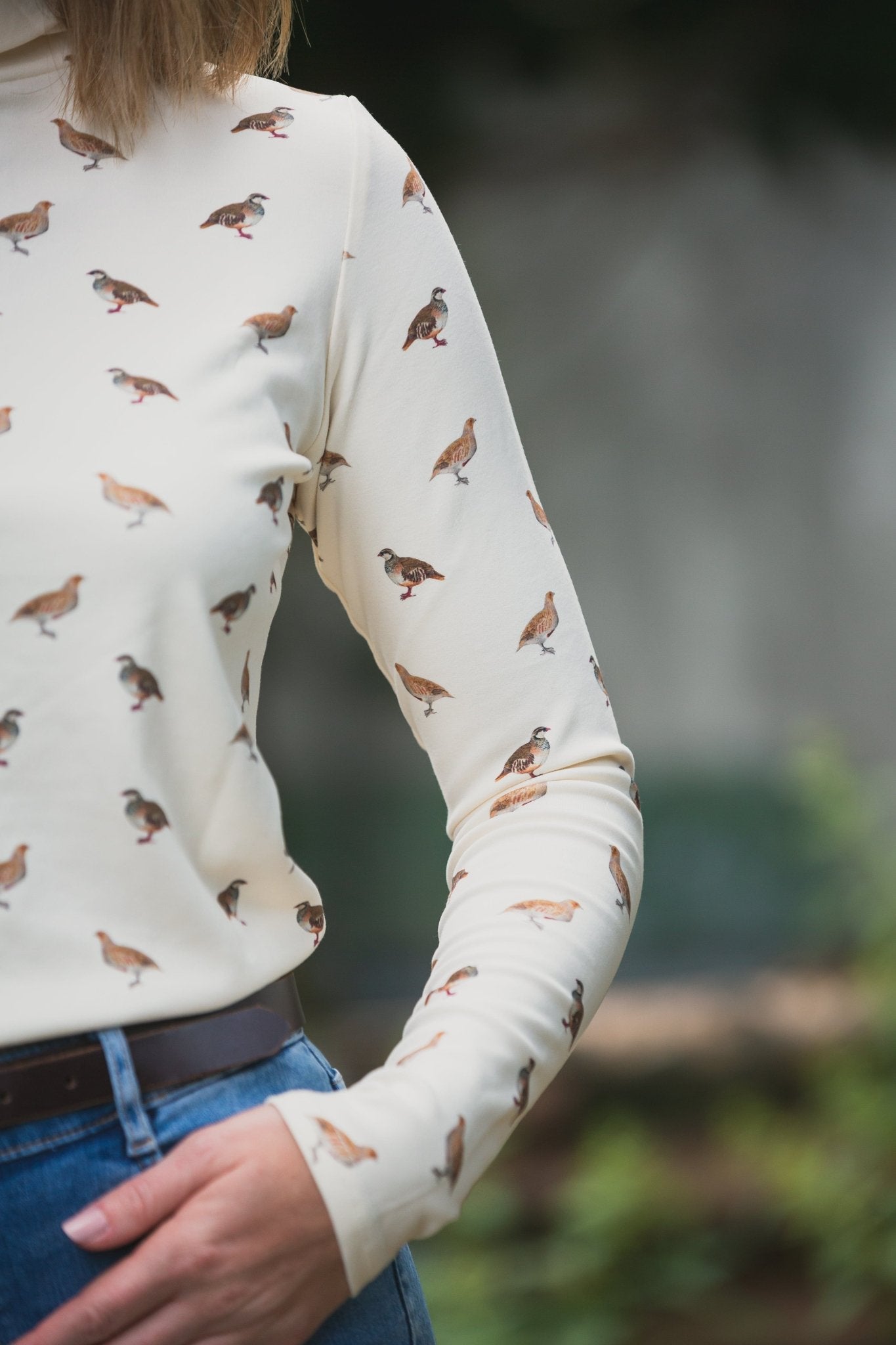 Ginger & Jardine Shirts Ginger & Jardine Cosy Roll Neck Partridge Art
