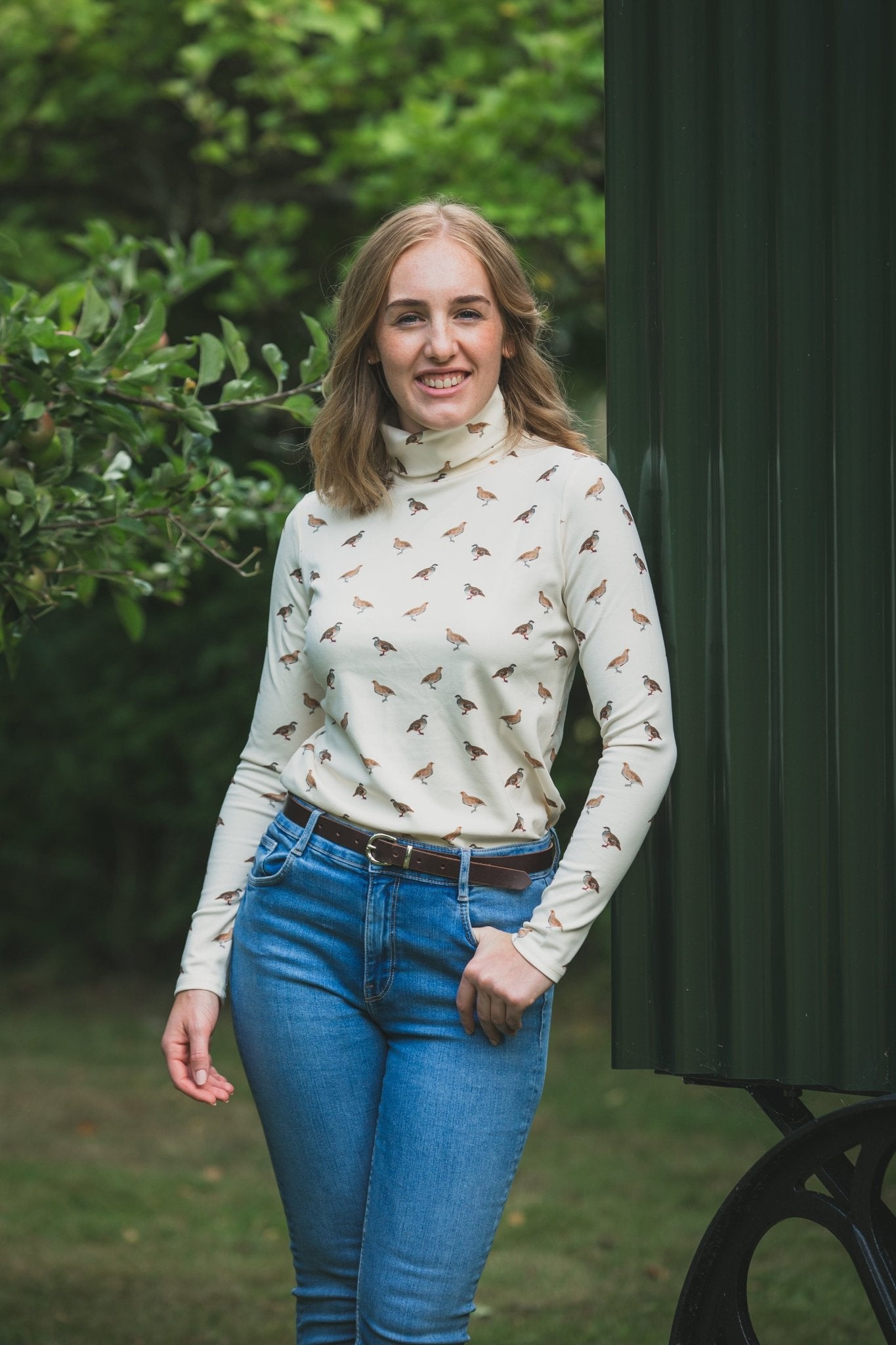 Ginger & Jardine Shirts Ginger & Jardine Cosy Roll Neck Partridge Art