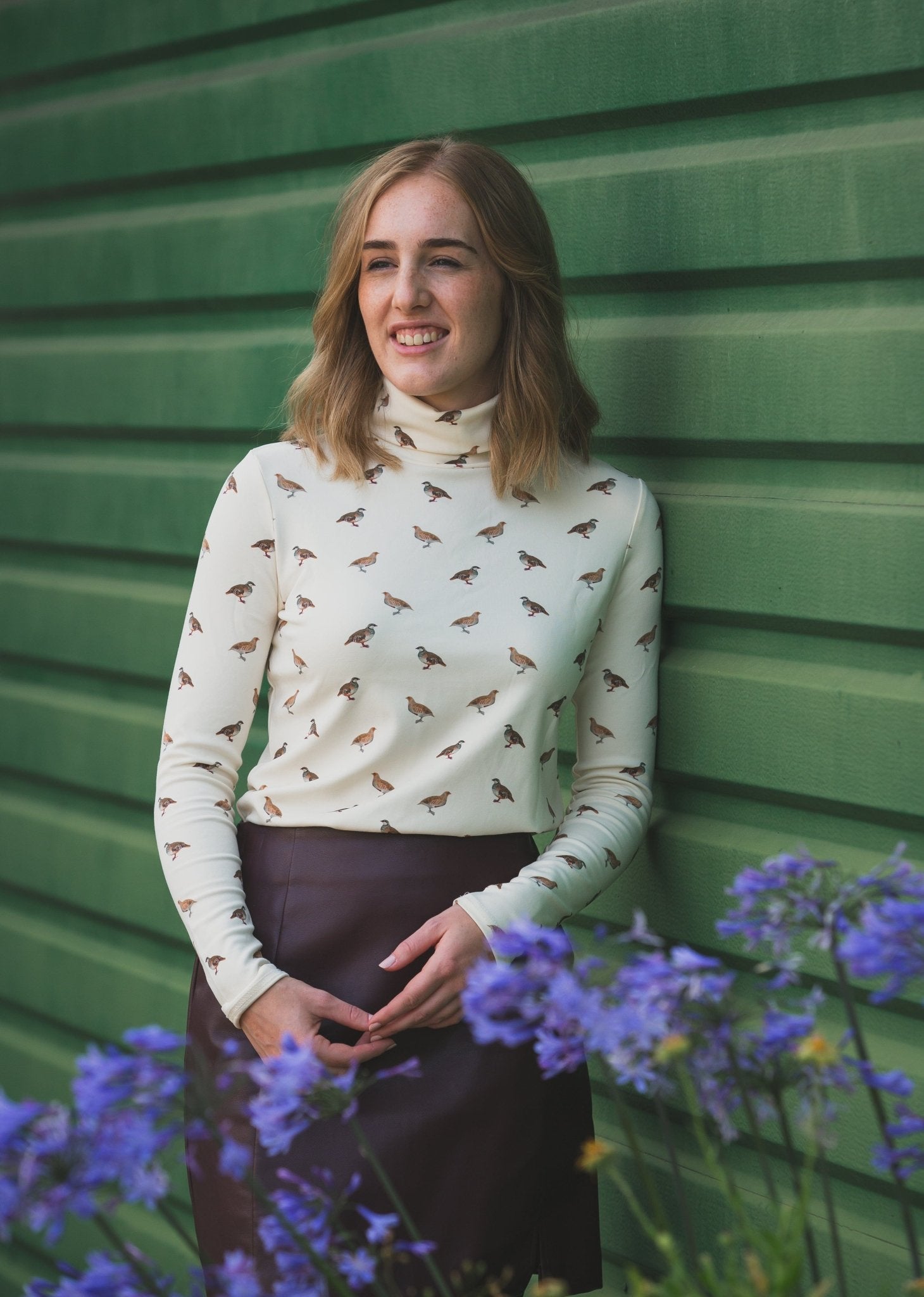 Ginger & Jardine Shirts Ginger & Jardine Cosy Roll Neck Partridge Art