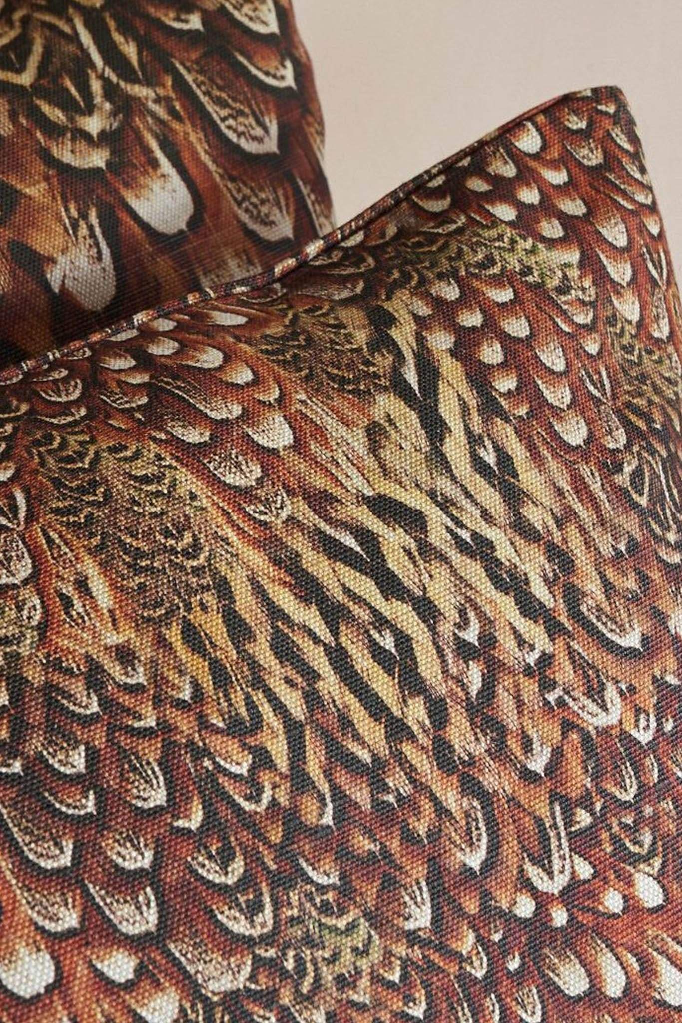 Foxy Pheasant Home Foxy Pheasant Pheasant Cushion Chocolate