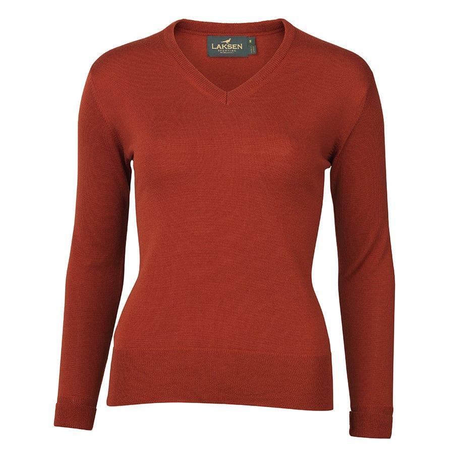Laksen Knitwear Laksen Carnaby V-Neck Merino Jumper Tile Red