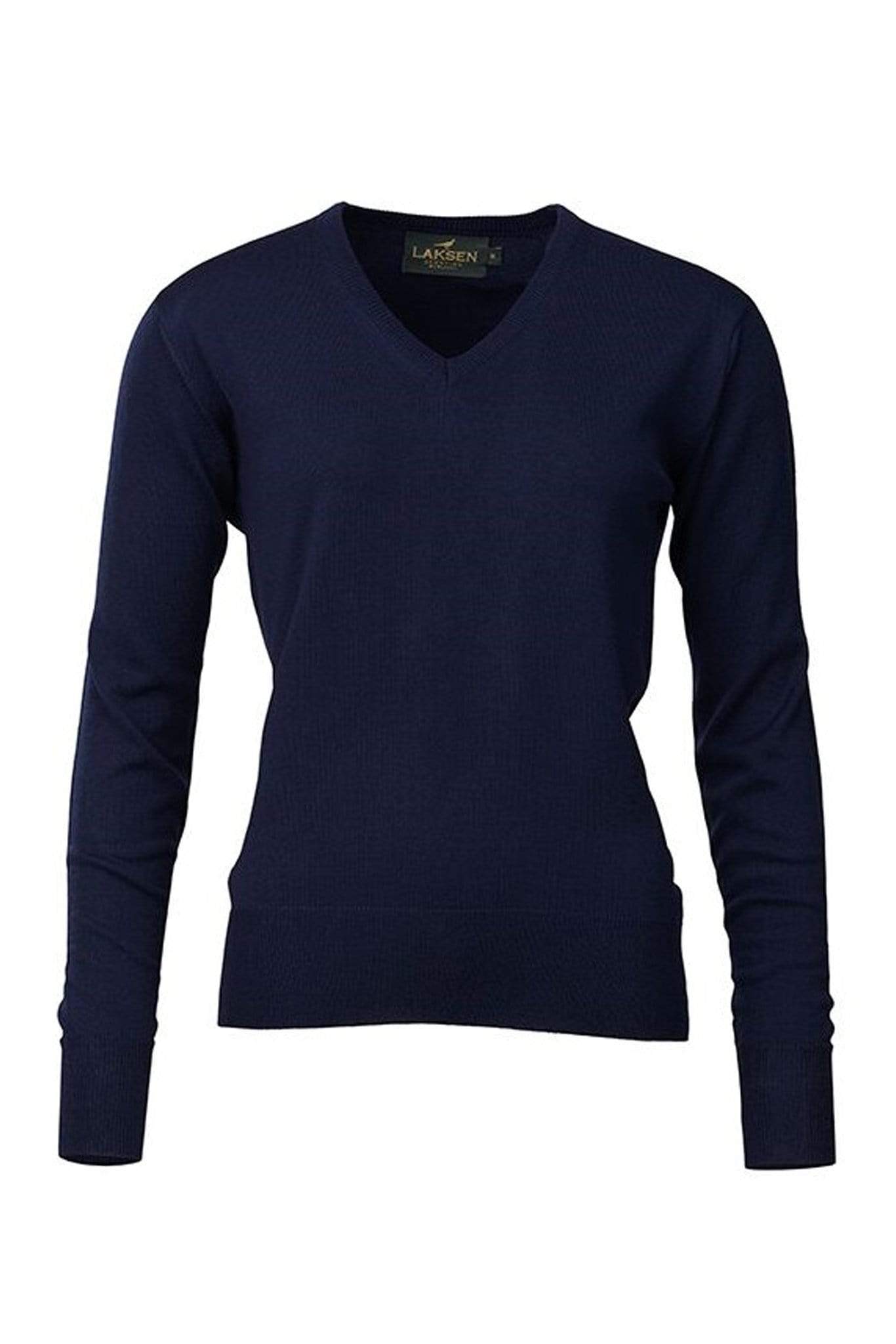 Laksen Knitwear Laksen Essex V-Neck Merino Jumper Navy