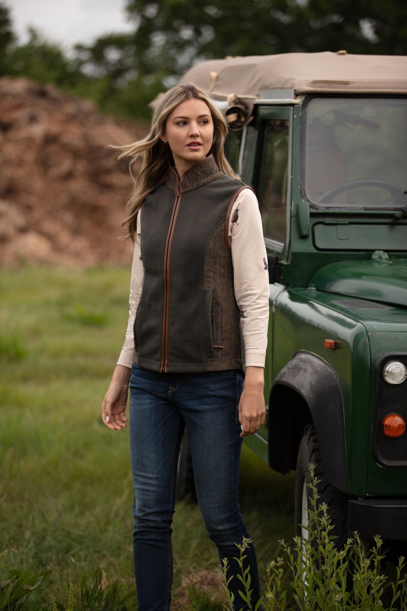 Gunner and Hound Fleeces &amp; Quilted Gilets Gunner and Hound Women&#39;s Tweed Gilet Forest Green