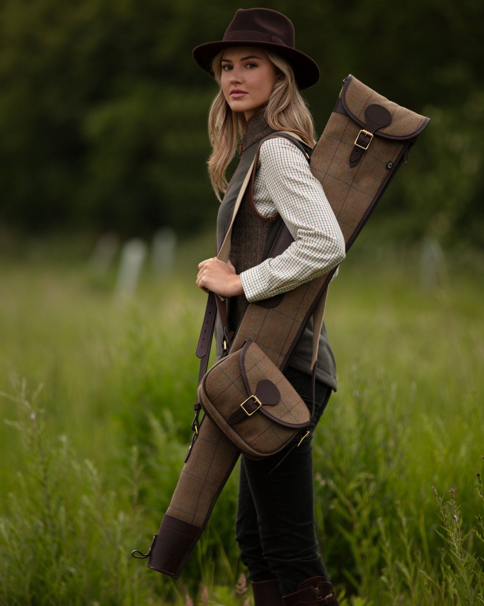 Gunner and Hound Fleeces &amp; Quilted Gilets Gunner and Hound Women&#39;s Tweed Gilet Forest Green