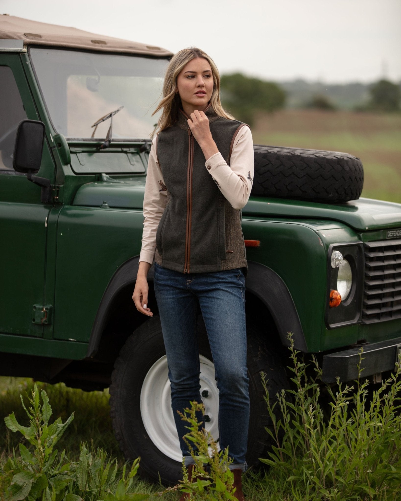 Gunner and Hound Fleeces & Quilted Gilets Gunner and Hound Women's Tweed Gilet Forest Green