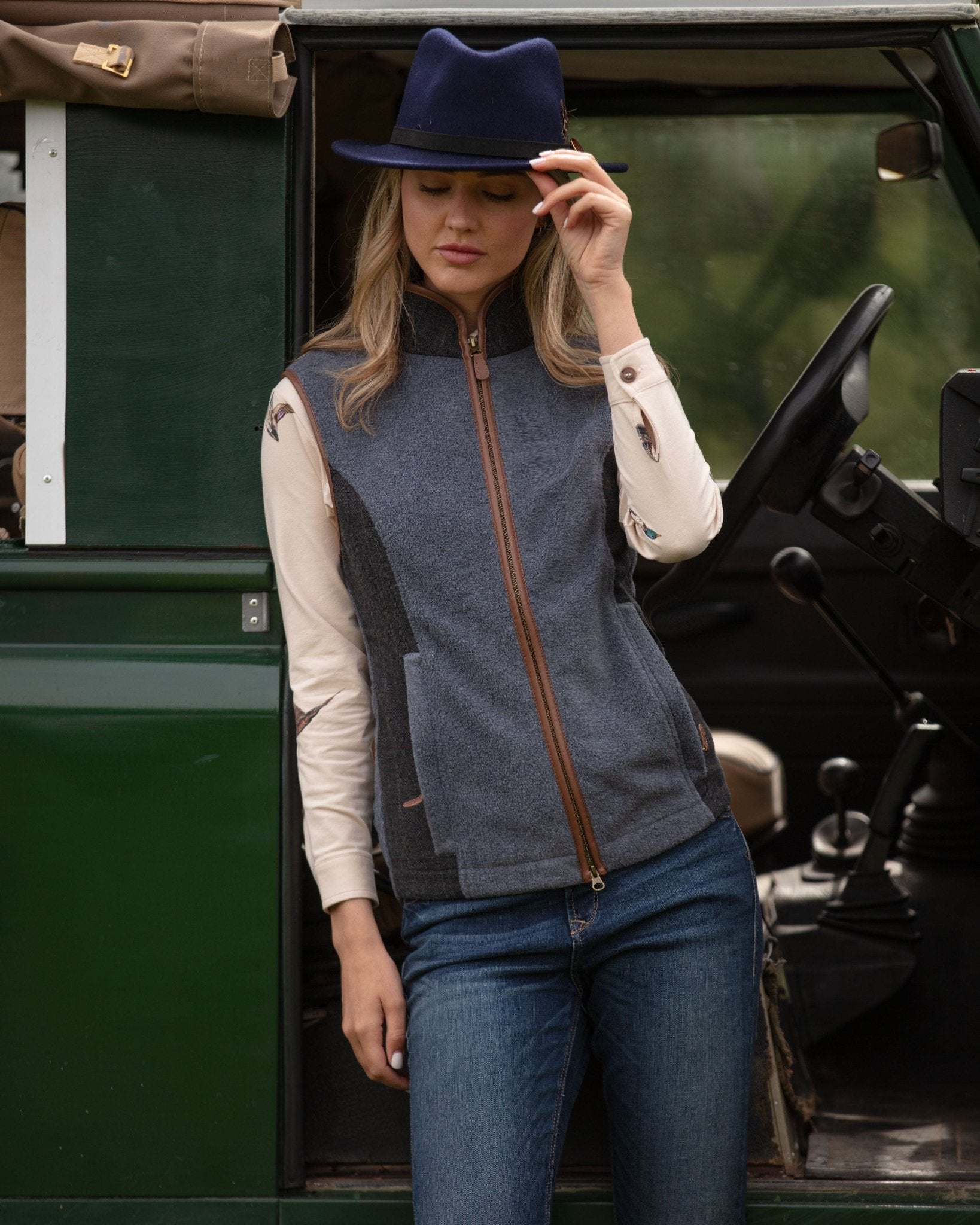 Gunner and Hound Fleeces & Quilted Gilets Gunner and Hound Women's Tweed Gilet Slate Grey