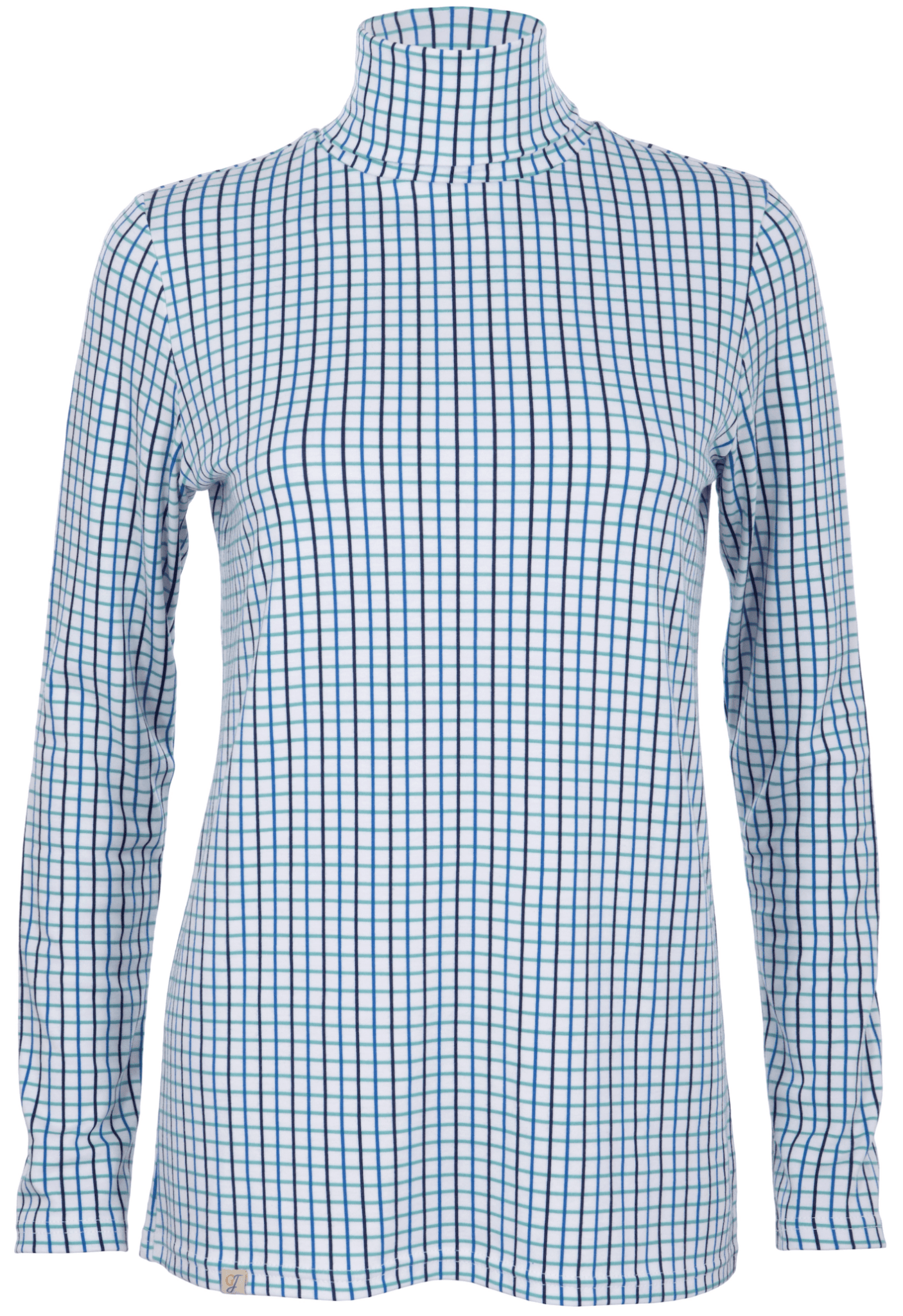 Ginger & Jardine Shirts Ginger & Jardine Cosy Roll Neck Blue & Turquoise Check