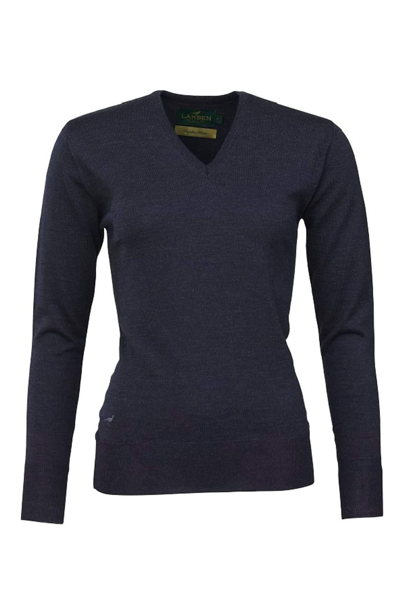 Laksen Knitwear Laksen Essex V-Neck Merino Jumper Storm Sky (Navy)