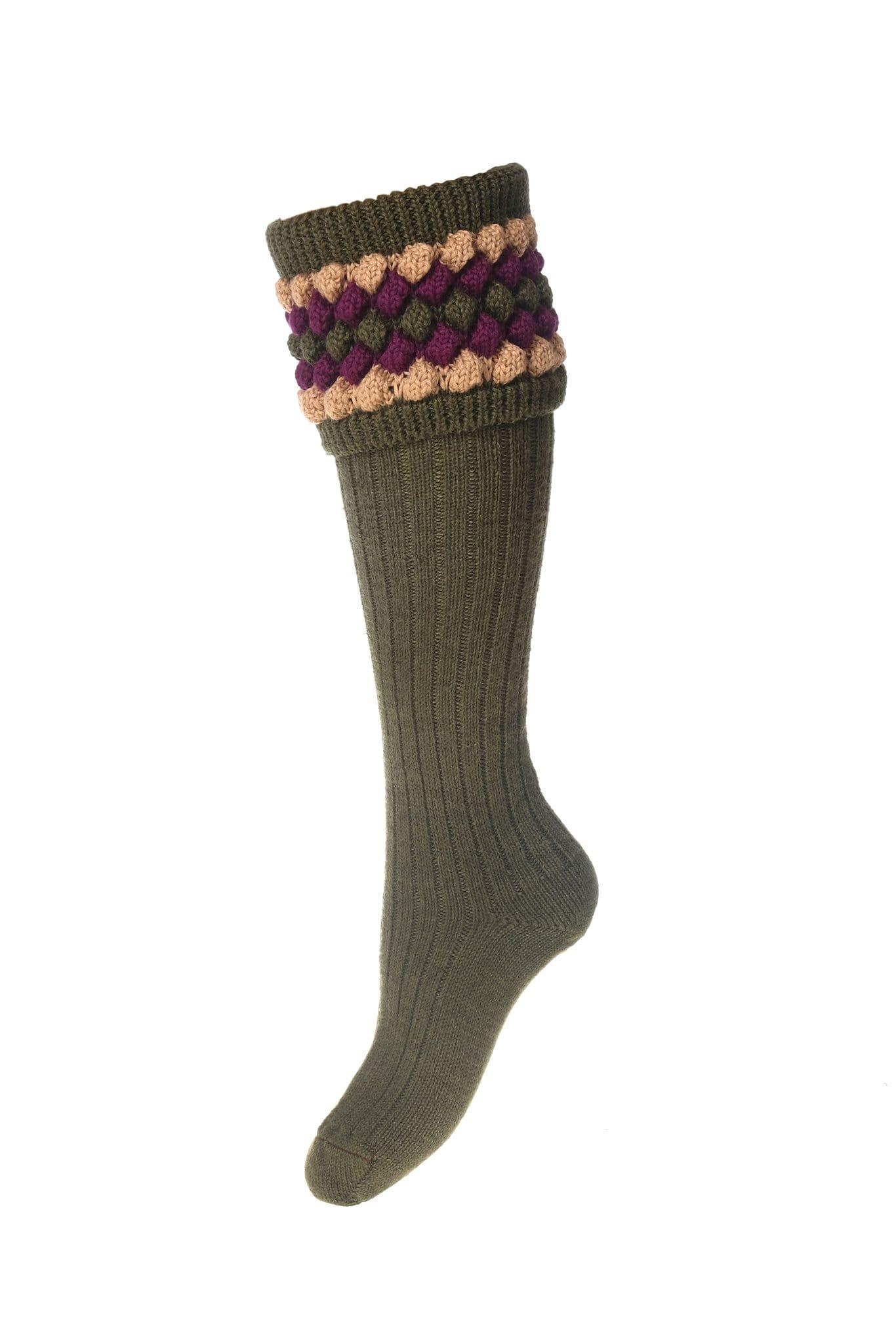 House of Cheviot Socks House of Cheviot Lady Angus Ladies Shooting Socks in Dark Olive